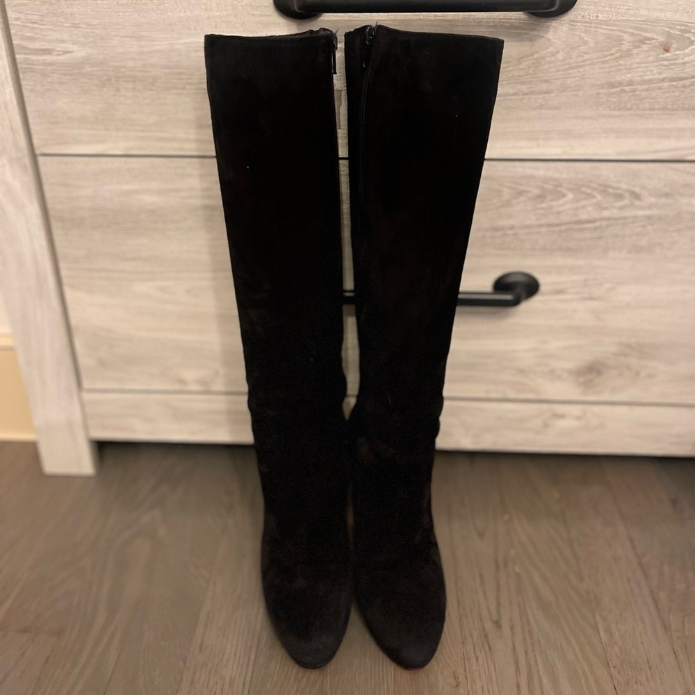 Christian Louboutin Black Heeled Boots with Red Sole